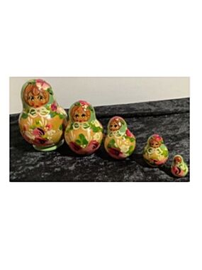 Floral 5 Piece Russian Nesting Dolls Matryoshka, Hand Painted